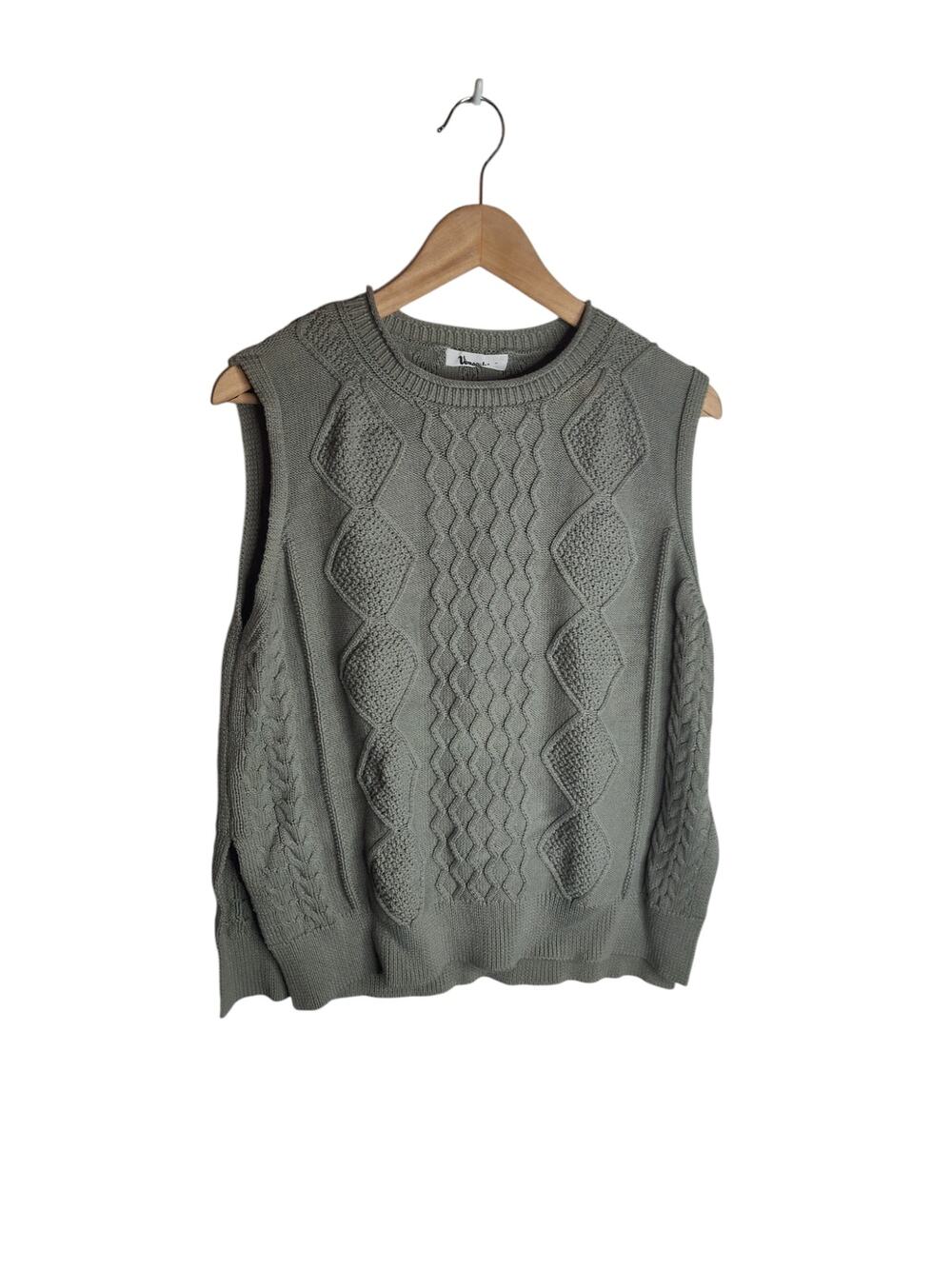 Vernacular Green Knit Sweater Vest Argyle Diamond Pattern size L